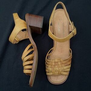 Vintage 1970s made in Brazil leather high heeled sandals
